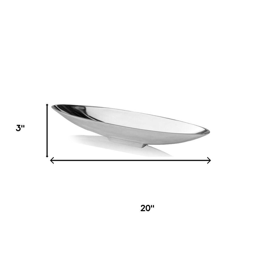 20" Contempo Shiny Silver Short Boat Tray — view 4