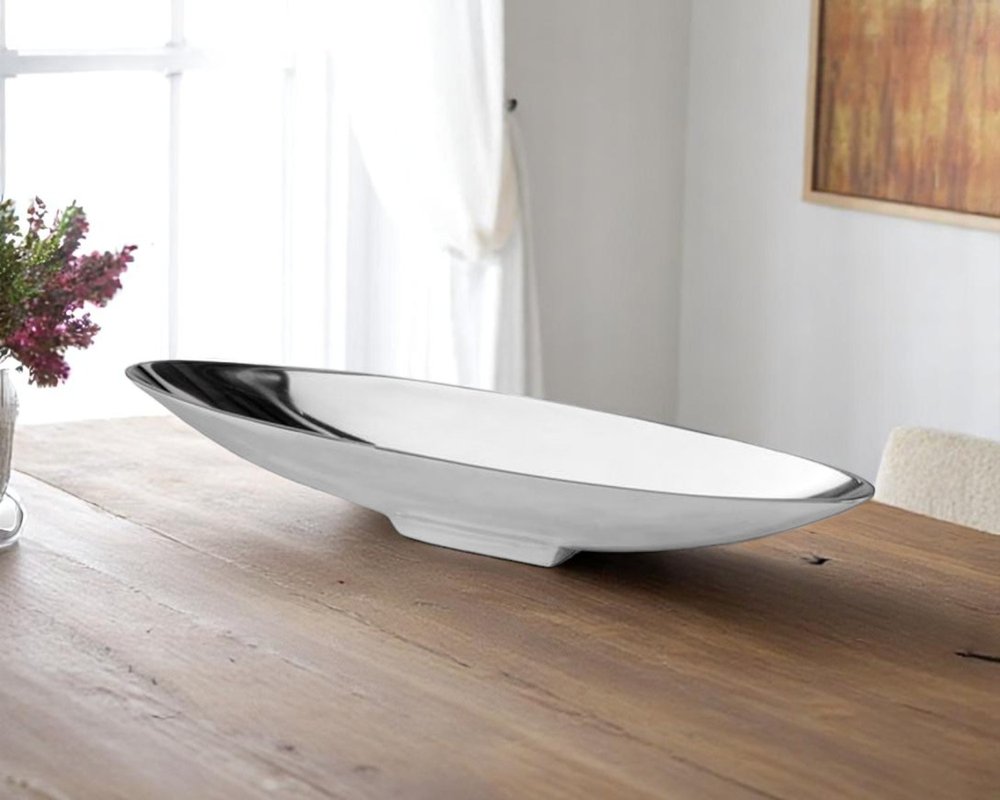 20" Contempo Shiny Silver Short Boat Tray — view 5
