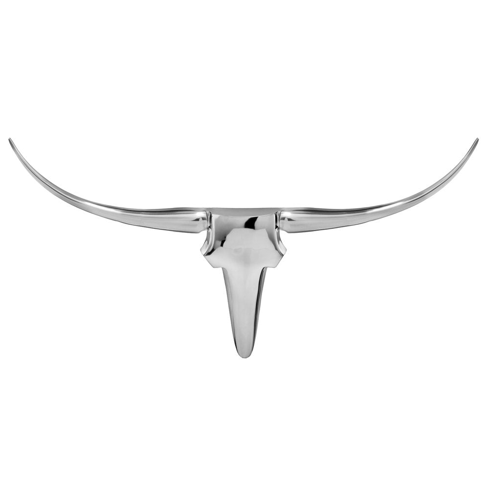 47" Silver Buffed Aluminum Long Horn Wall Sculpture HomeRoots