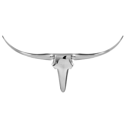 47" Silver Buffed Aluminum Long Horn Wall Sculpture HomeRoots