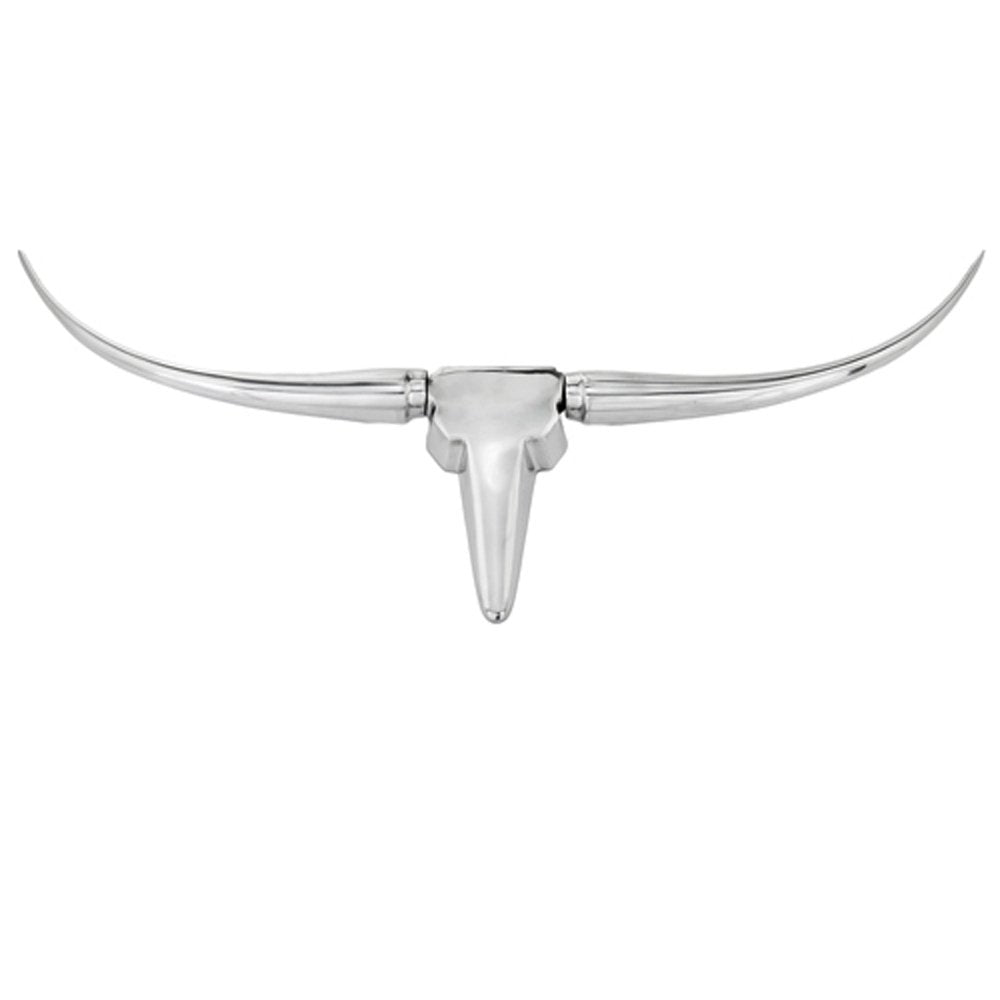 47" Silver Buffed Aluminum Long Horn Wall Sculpture HomeRoots