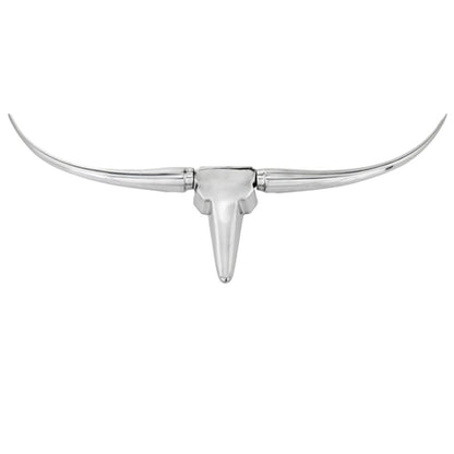 47" Silver Buffed Aluminum Long Horn Wall Sculpture HomeRoots