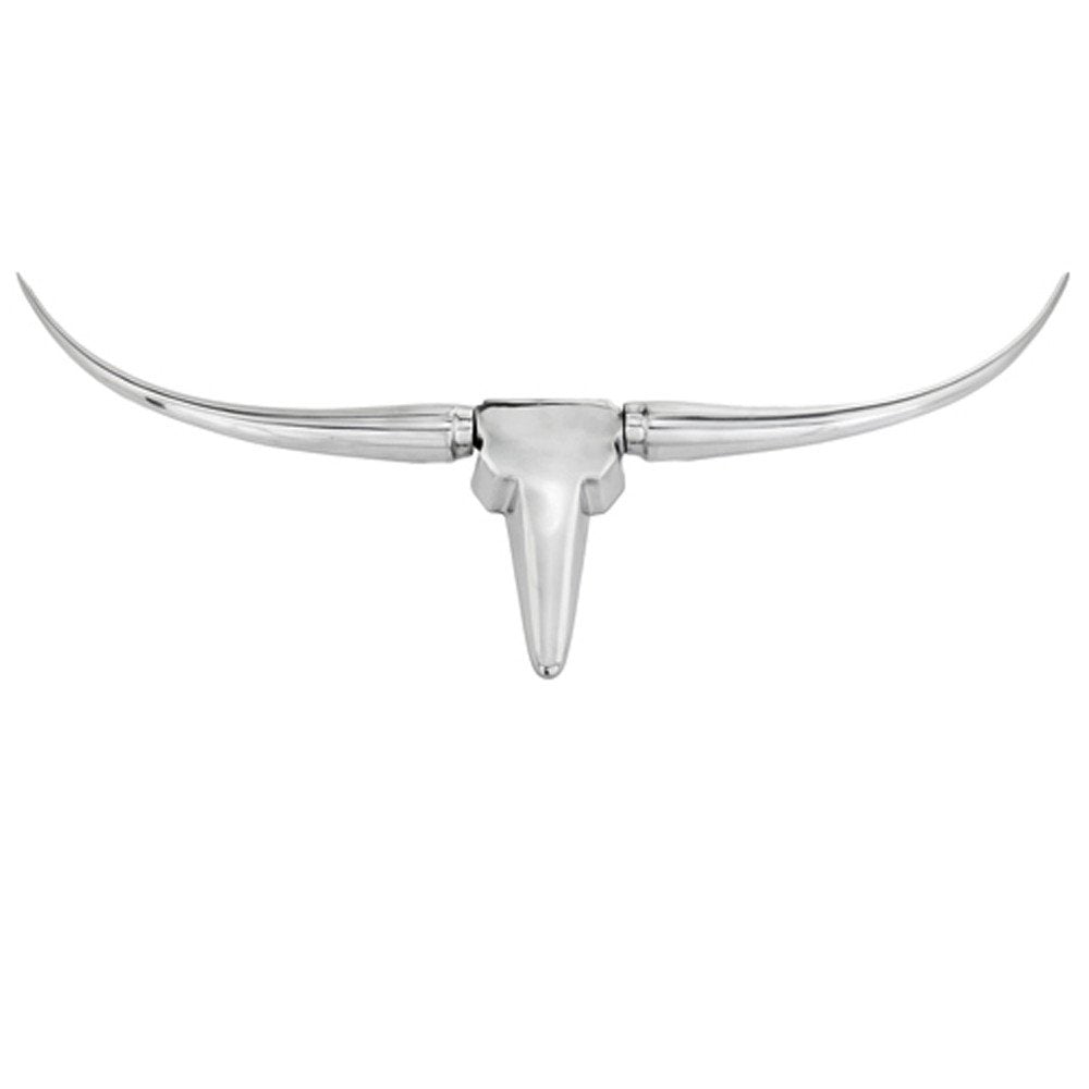 47" Silver Buffed Aluminum Long Horn Wall Sculpture HomeRoots