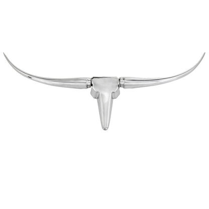 47" Silver Buffed Aluminum Long Horn Wall Sculpture HomeRoots