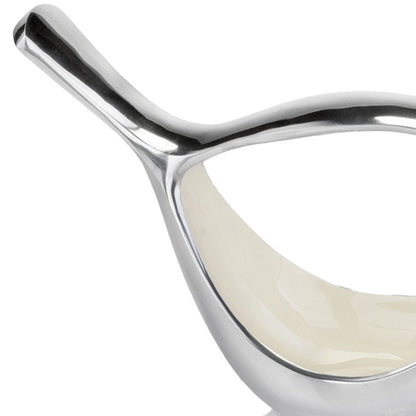 7" Silver Buffed Aluminum Bird Shaped Sculptural Bowl HomeRoots