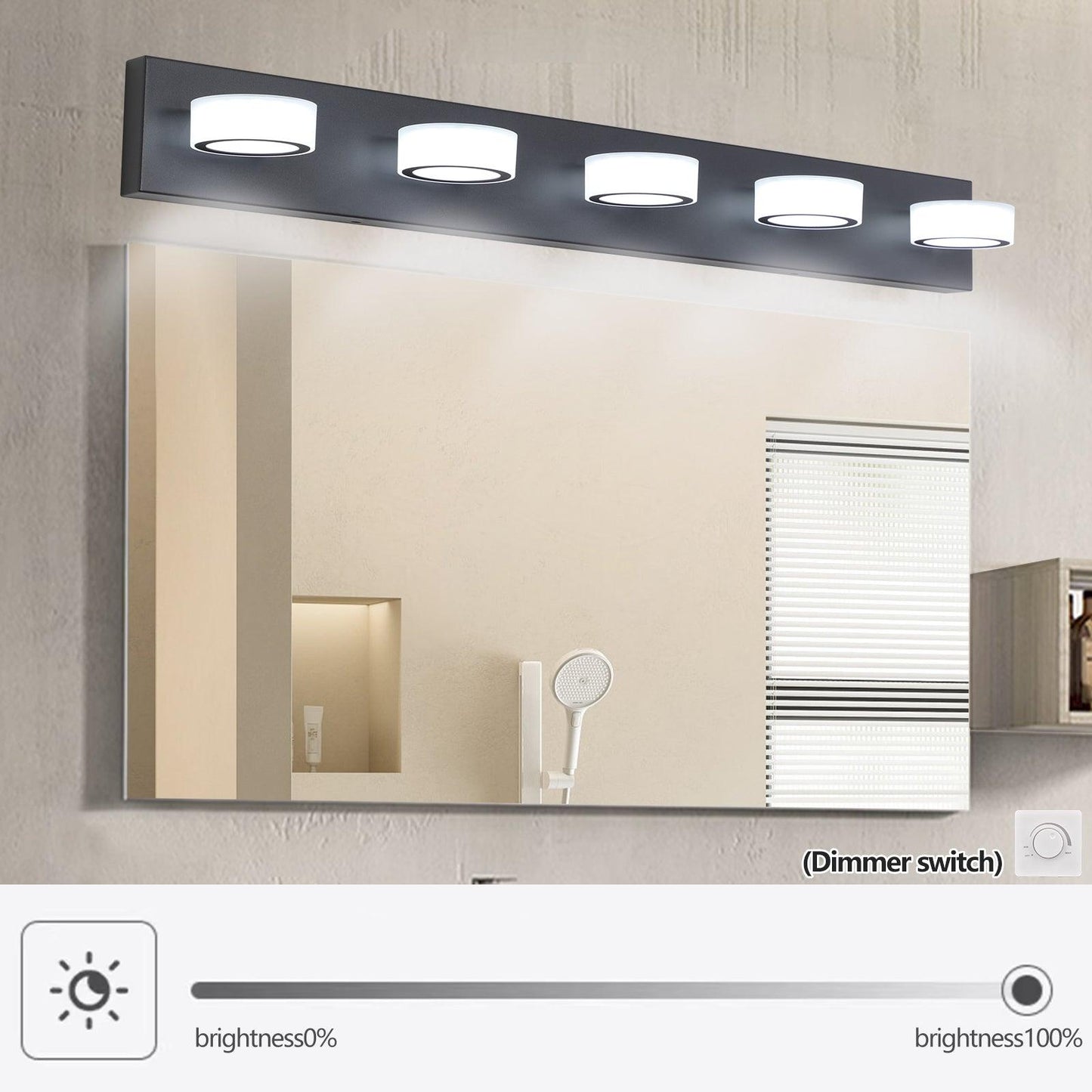 LED Modern Black 5-Light Vanity Lights Fixtures Over Mirror Bath Wall Lighting - FurniFindUSA