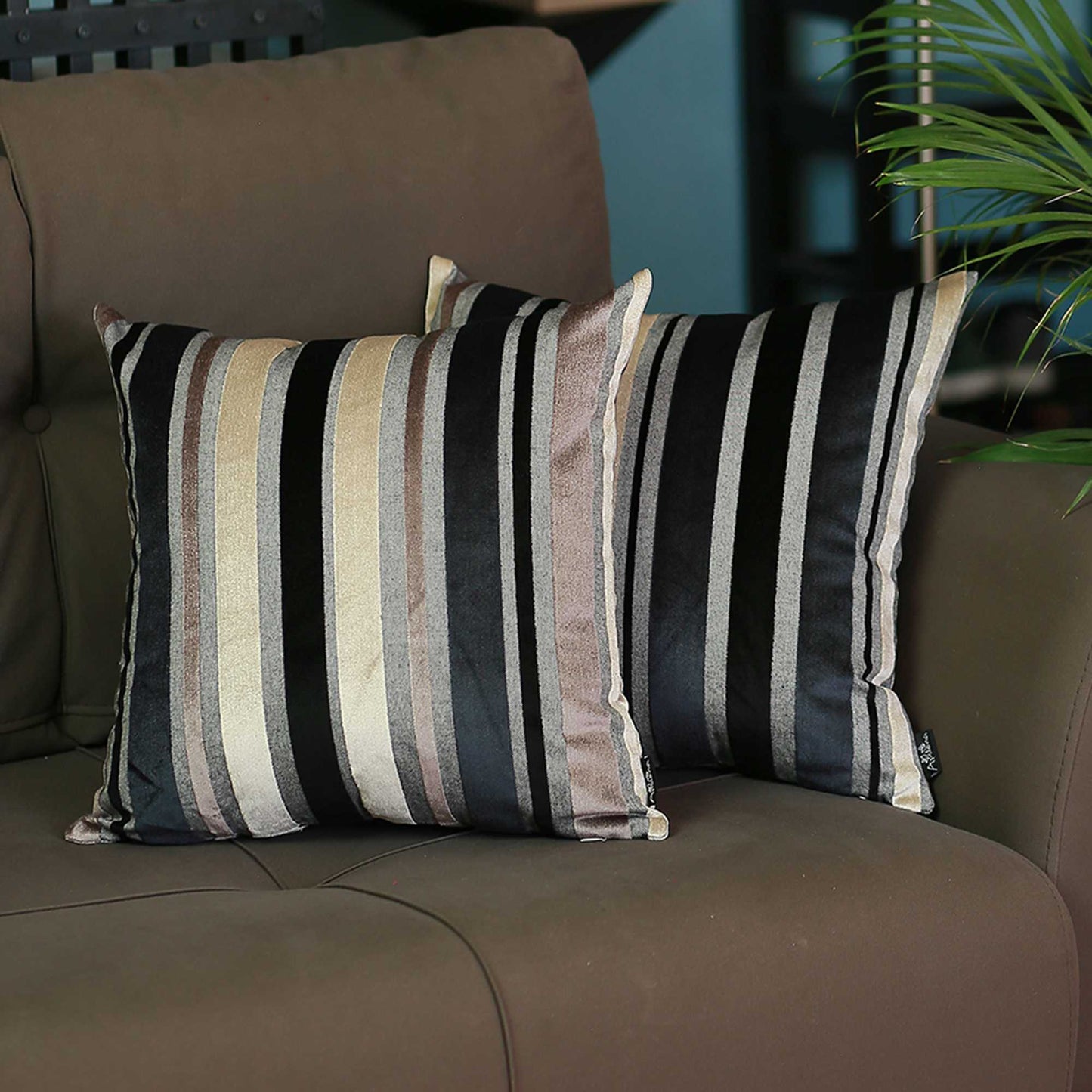 Set Of 2 Midnight Variegated Stripe Decorative Pillow Covers