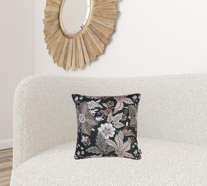 17"X 17" Jacquard Forest Night Decorative Throw Pillow Cover