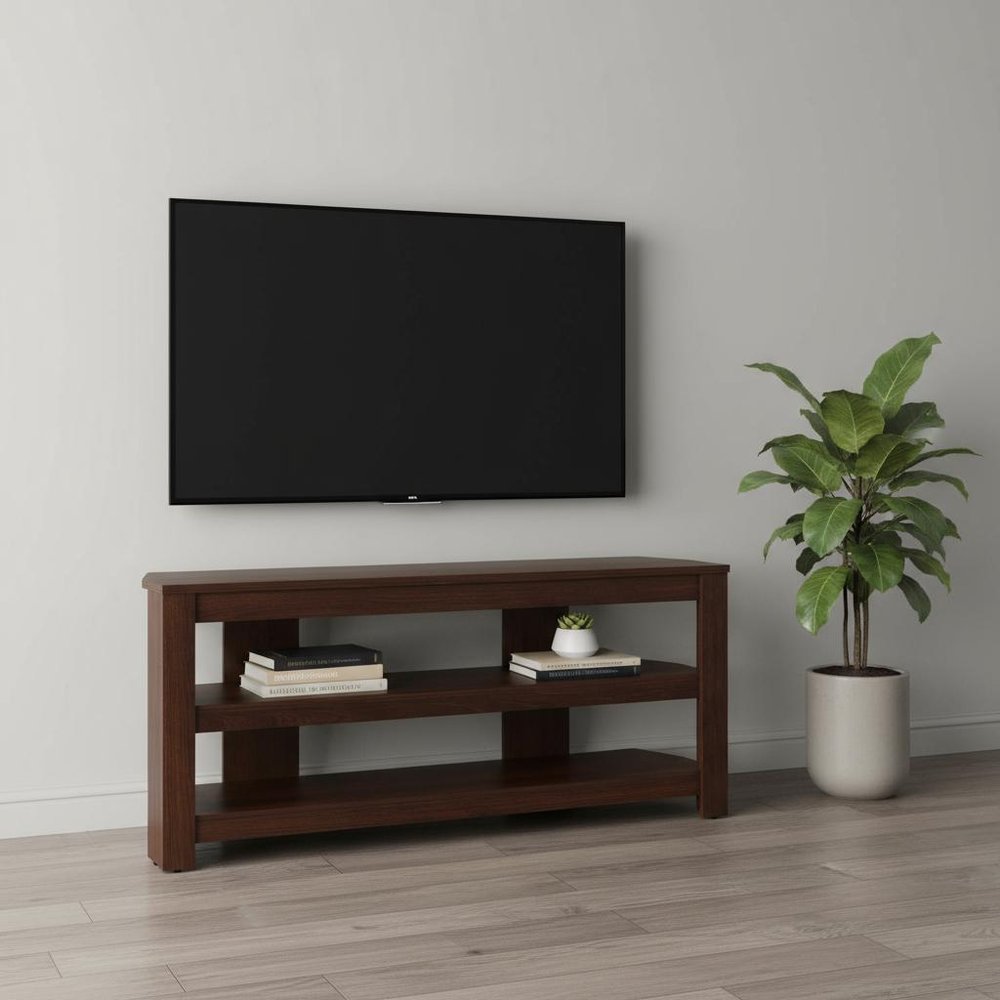 42" Dark Brown Open Shelving TV Stand — view 9