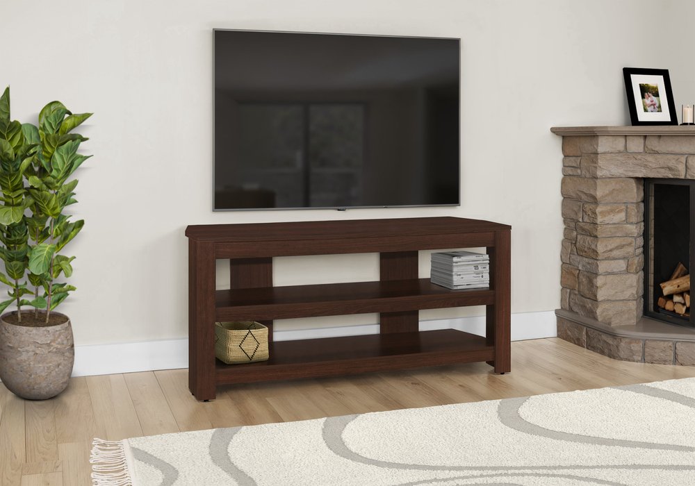42" Dark Brown Open Shelving TV Stand HomeRoots