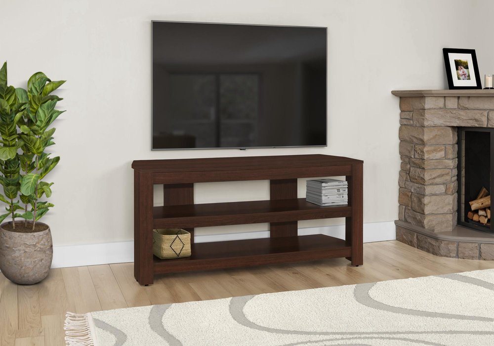 42" Dark Brown Open Shelving TV Stand — view 3