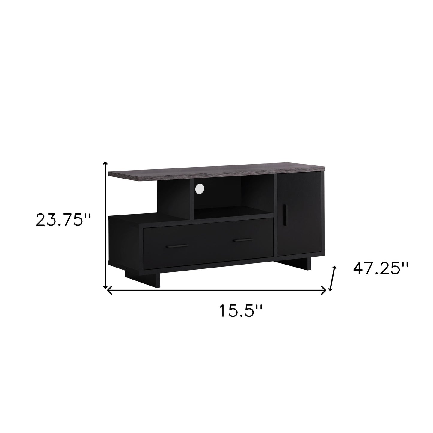 15.5" X 47.25" X 23.75" Blackgrey Top With Storage  TV Stand