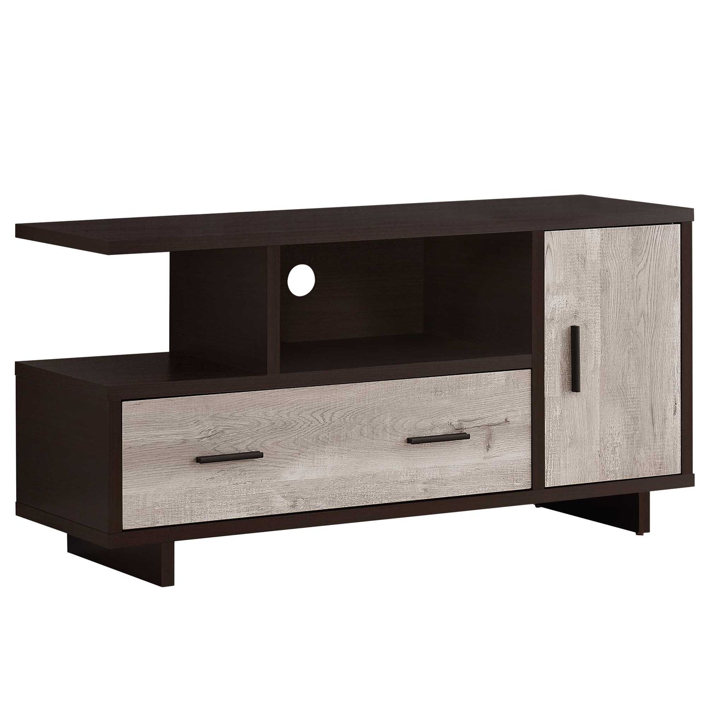 16" Wood Brown Cabinet Enclosed Storage TV Stand