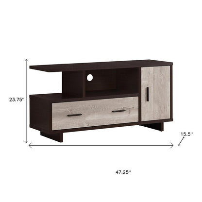 47" Wood Brown Cabinet Enclosed Storage TV Stand HomeRoots
