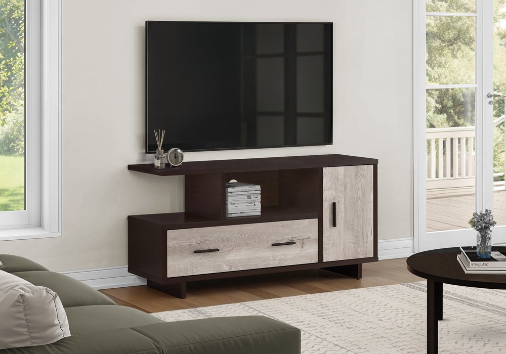 47" Wood Brown Cabinet Enclosed Storage TV Stand HomeRoots
