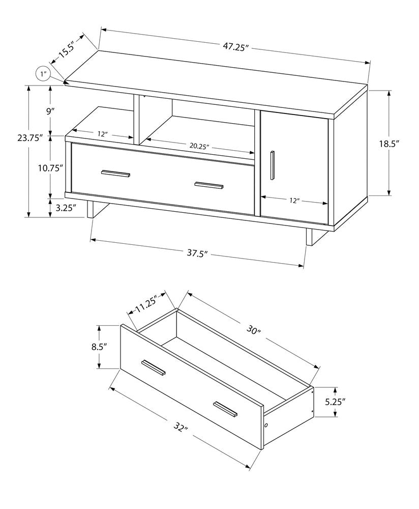 47" Wood Brown Cabinet Enclosed Storage TV Stand HomeRoots