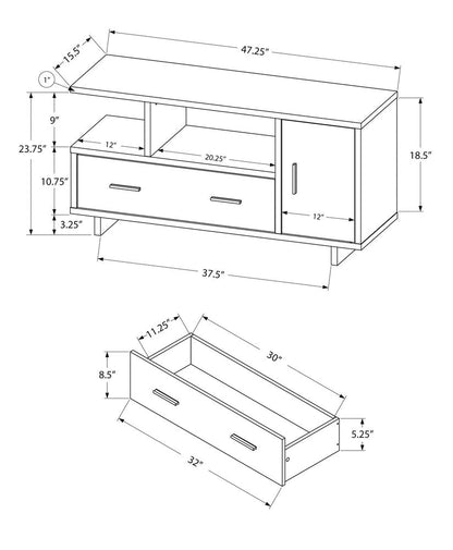 47" Wood Brown Cabinet Enclosed Storage TV Stand HomeRoots