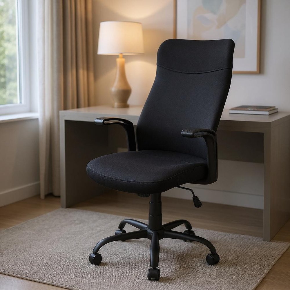 Black Adjustable Height Swivel Rolling Office Chair HomeRoots