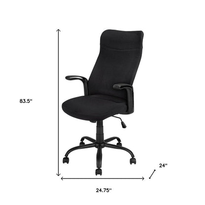 Black Fabric Seat Swivel Adjustable Task Chair Fabric Back Plastic Frame HomeRoots