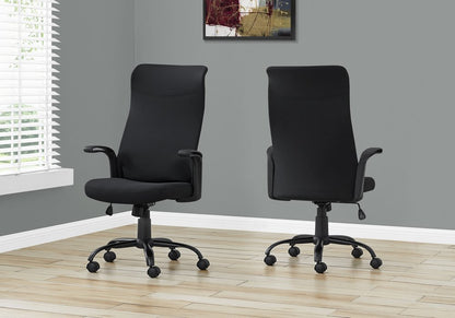 Black Fabric Seat Swivel Adjustable Task Chair Fabric Back Plastic Frame HomeRoots