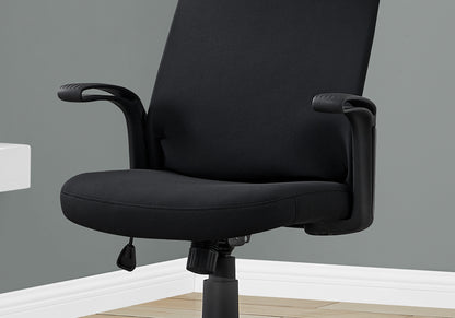 Black Fabric Seat Swivel Adjustable Task Chair Fabric Back Plastic Frame