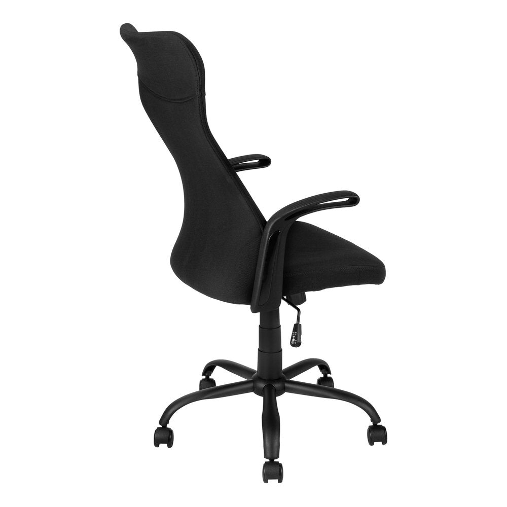 Black Fabric Seat Swivel Adjustable Task Chair Fabric Back Plastic Frame HomeRoots