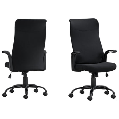 Black Fabric Seat Swivel Adjustable Task Chair Fabric Back Plastic Frame