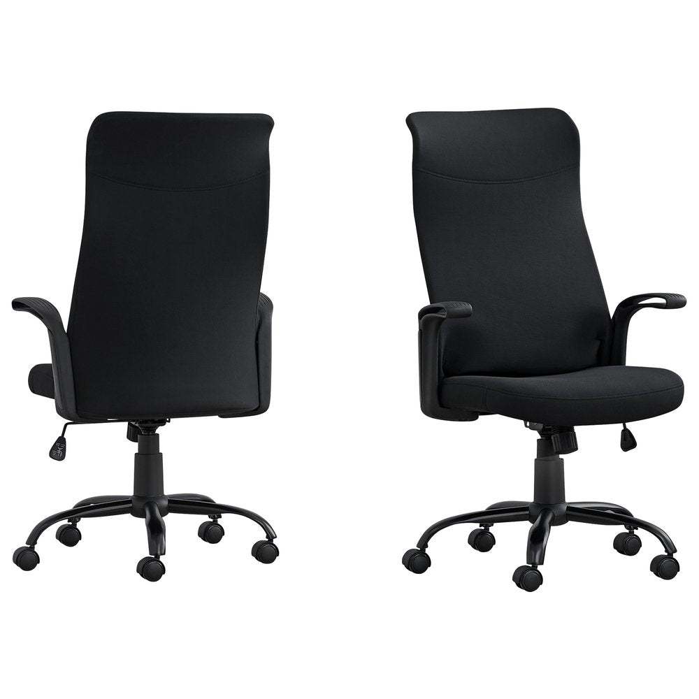 Black Fabric Seat Swivel Adjustable Task Chair Fabric Back Plastic Frame HomeRoots