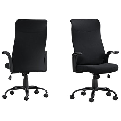 Black Fabric Seat Swivel Adjustable Task Chair Fabric Back Plastic Frame HomeRoots