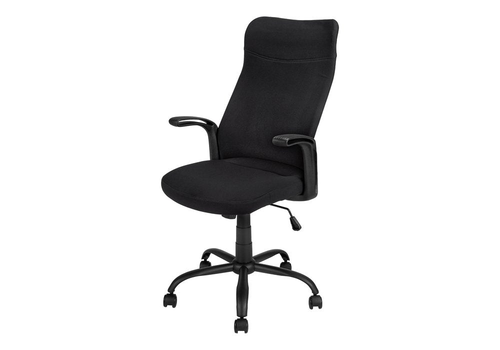 Black Fabric Seat Swivel Adjustable Task Chair Fabric Back Plastic Frame HomeRoots