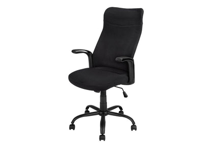 Black Fabric Seat Swivel Adjustable Task Chair Fabric Back Plastic Frame HomeRoots