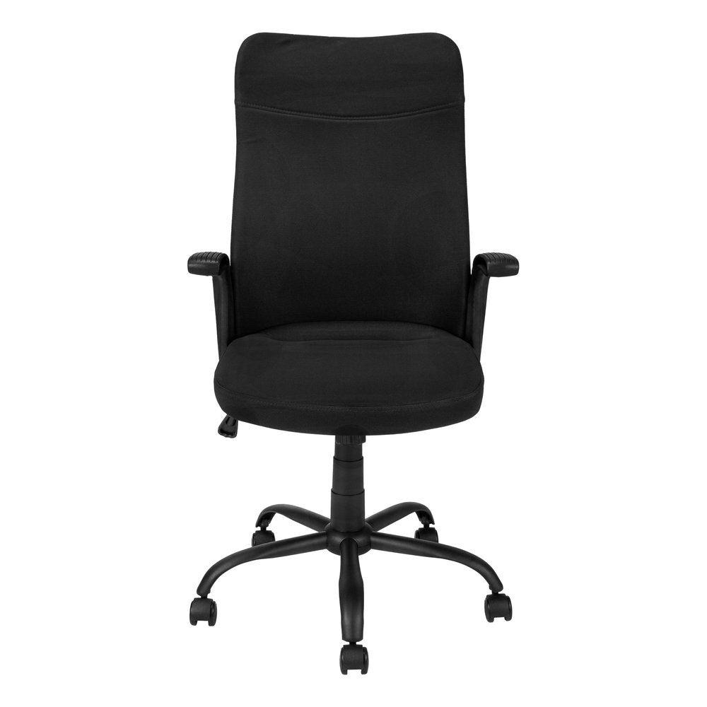 Black Fabric Seat Swivel Adjustable Task Chair Fabric Back Plastic Frame HomeRoots