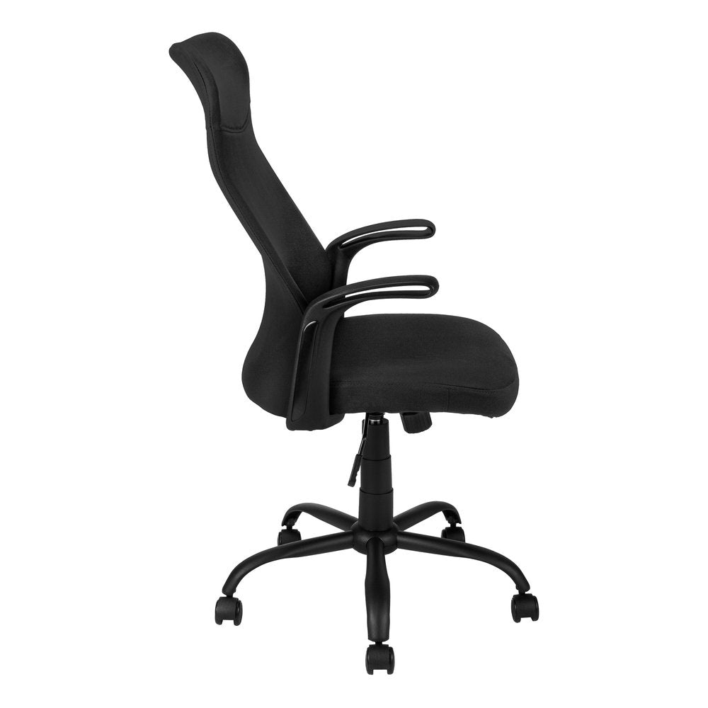 Black Fabric Seat Swivel Adjustable Task Chair Fabric Back Plastic Frame HomeRoots