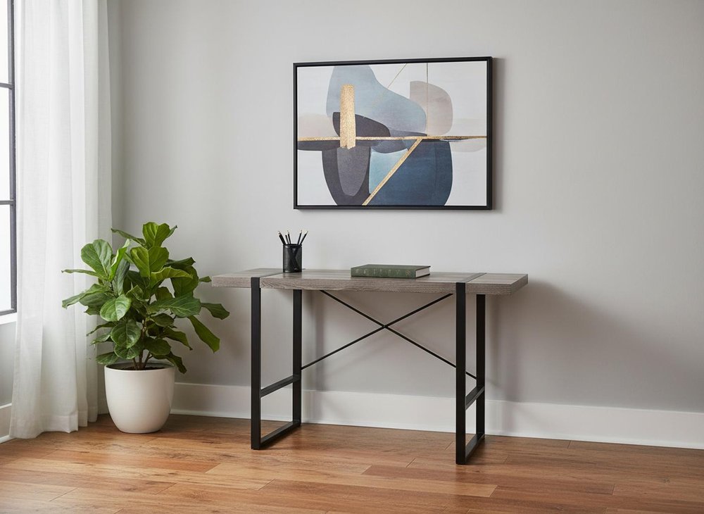 49" Taupe and Black Computer Desk HomeRoots