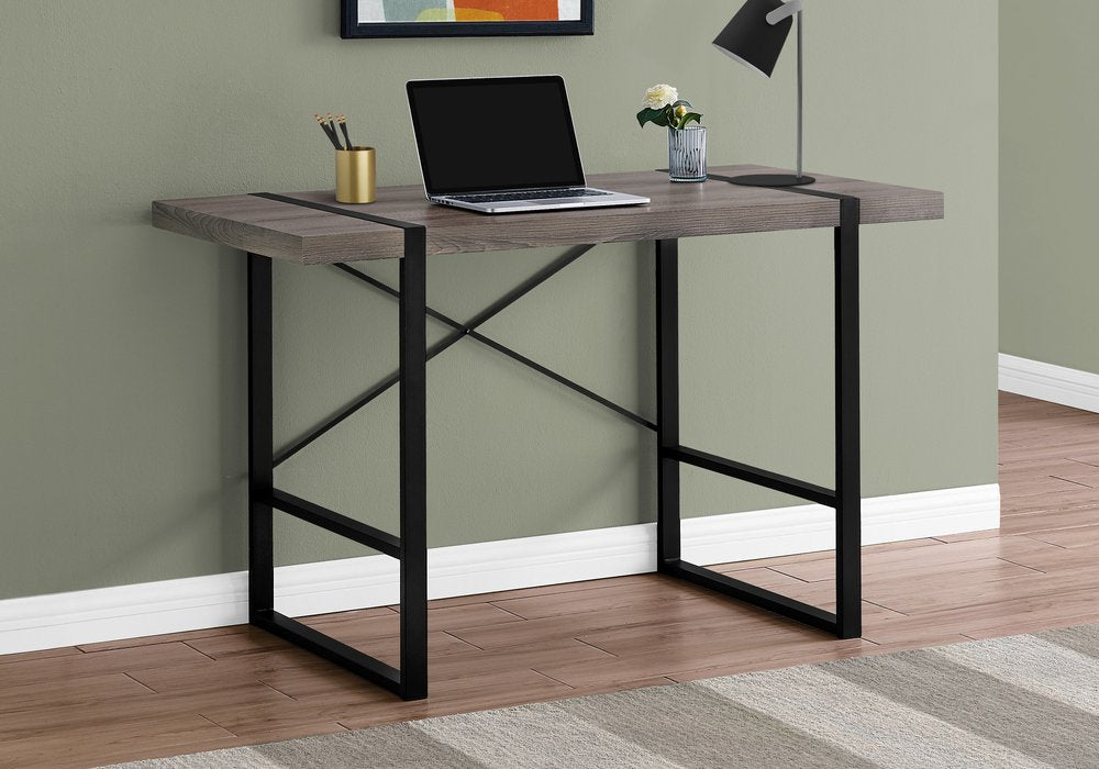 49" Taupe and Black Computer Desk HomeRoots