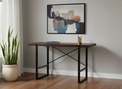 49" Dark Brown and Black Computer Desk HomeRoots