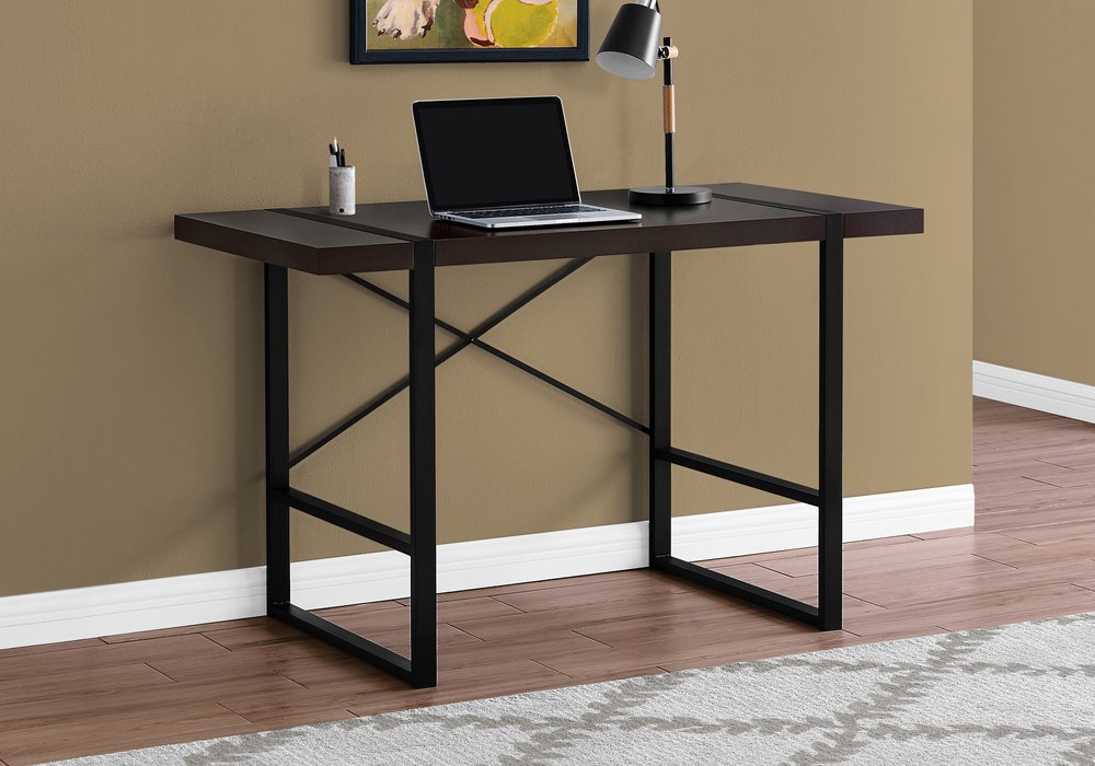 49" Dark Brown and Black Computer Desk HomeRoots