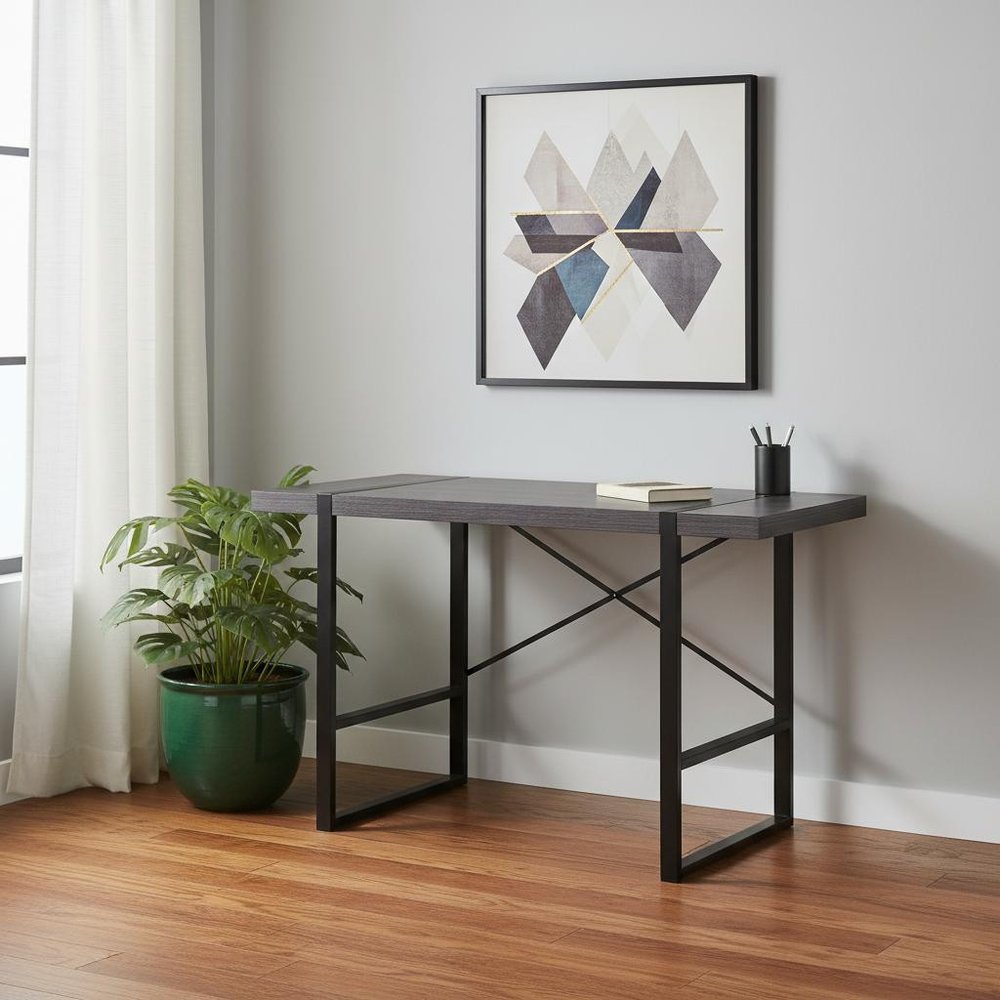 49" Gray and Black Computer Desk HomeRoots