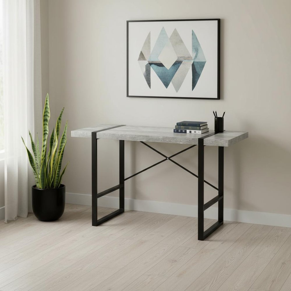 49" Gray and Black Computer Desk HomeRoots