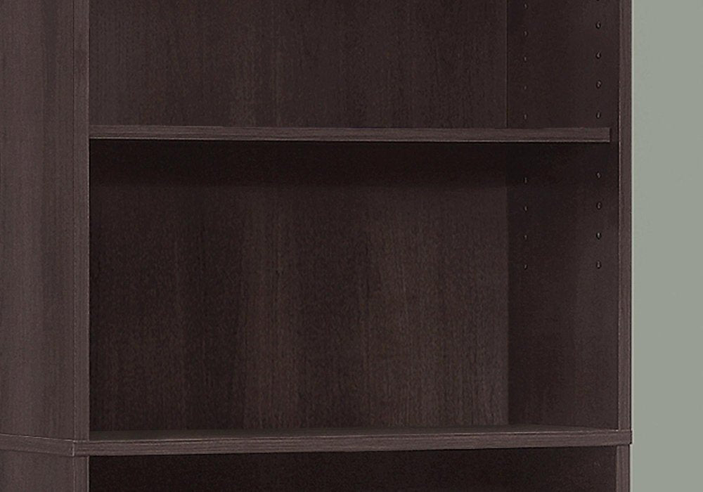 71" Cappuccino Wood Adjustable Bookcase HomeRoots