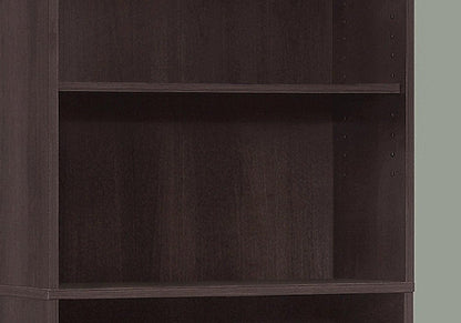 71" Cappuccino Wood Adjustable Bookcase HomeRoots