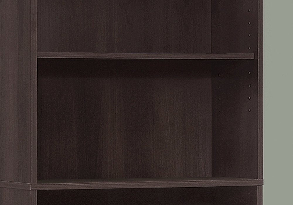 71" Cappuccino Wood Adjustable Bookcase HomeRoots