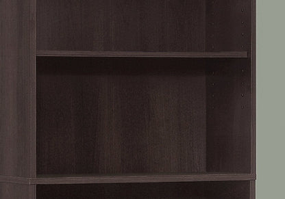 71" Cappuccino Wood Adjustable Bookcase HomeRoots