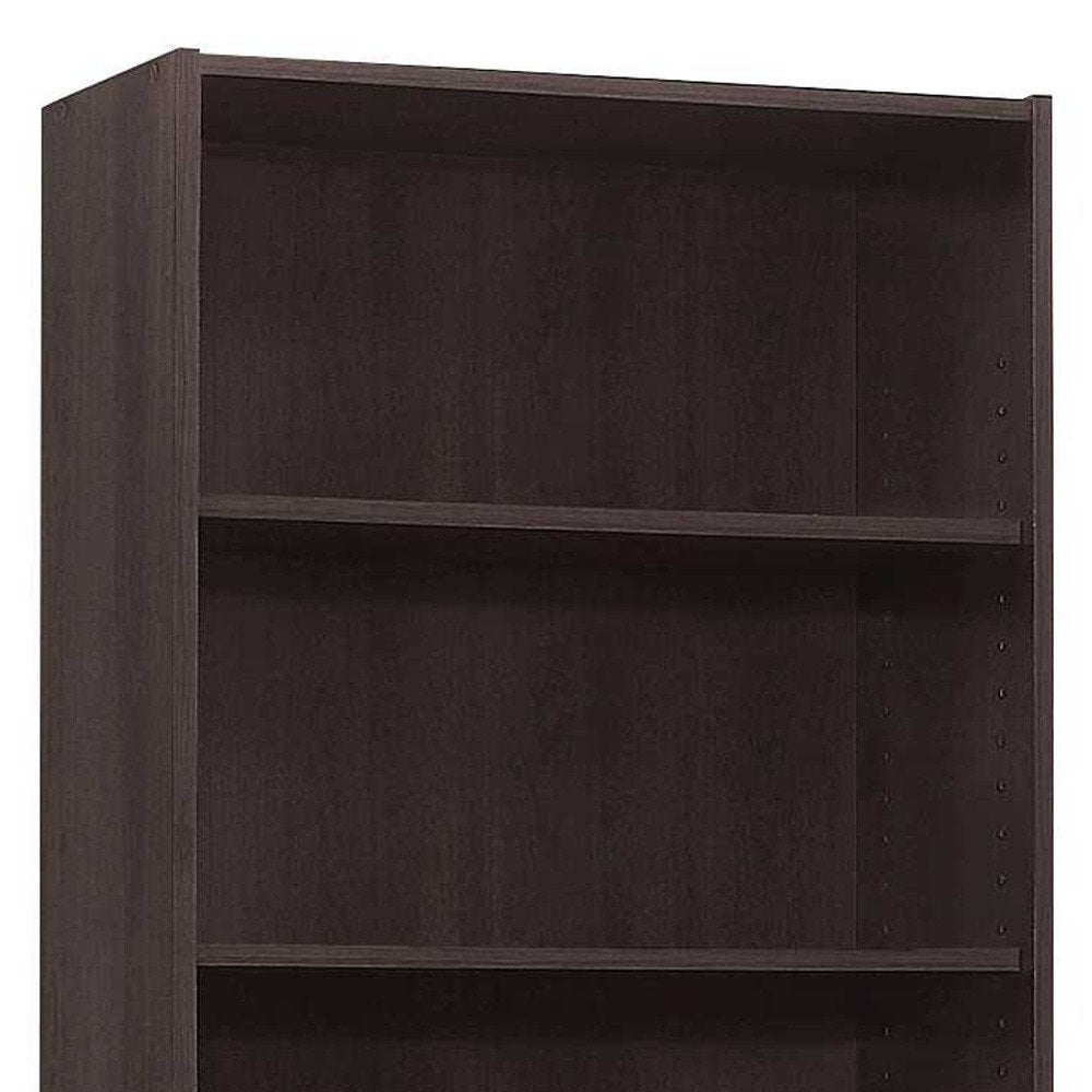 71" Cappuccino Wood Adjustable Bookcase HomeRoots
