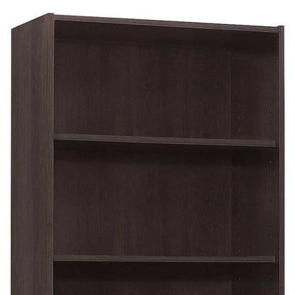 71" Cappuccino Wood Adjustable Bookcase HomeRoots
