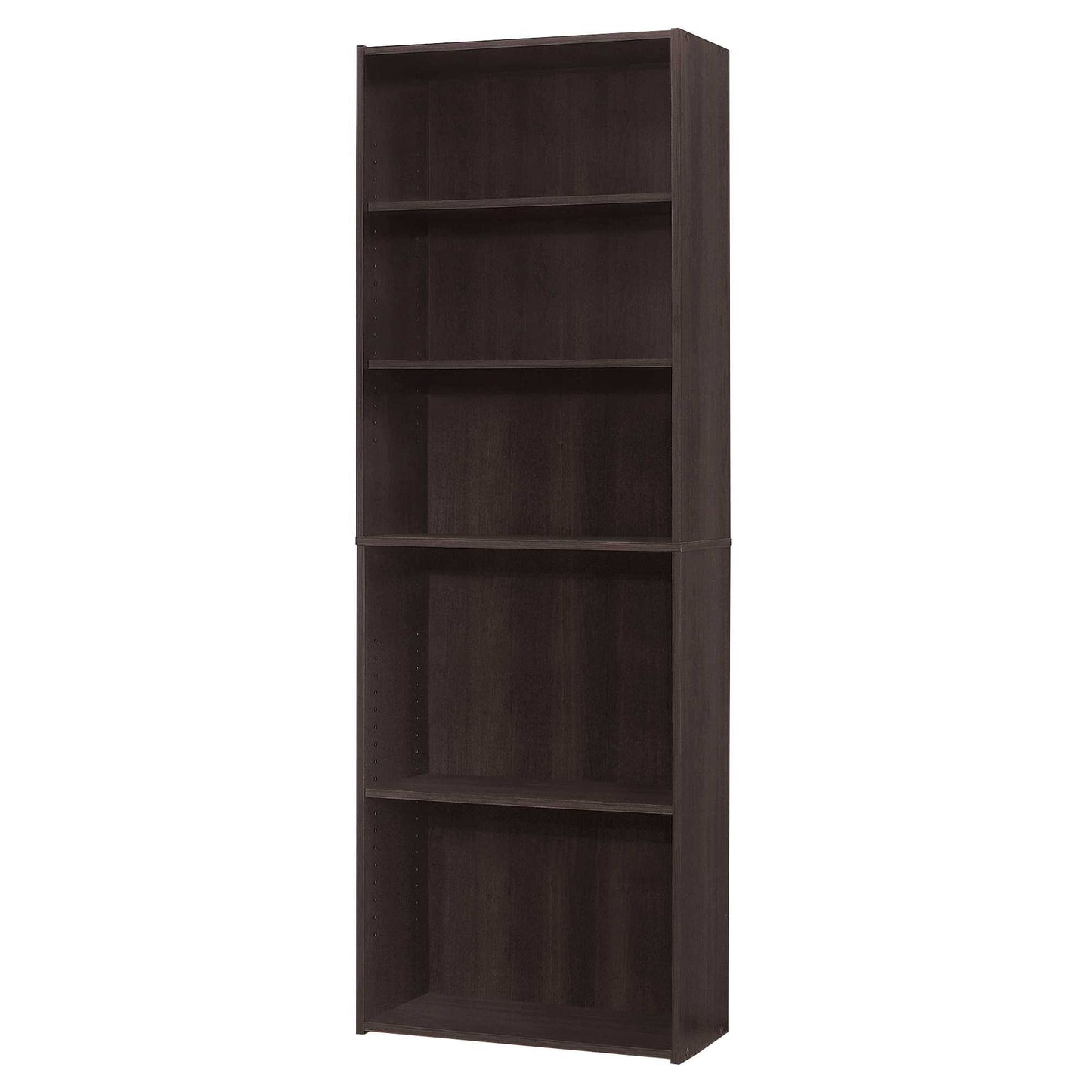 71" Cappuccino Wood Adjustable Bookcase