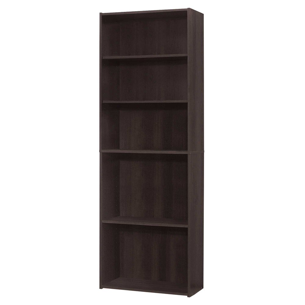 71" Cappuccino Wood Adjustable Bookcase HomeRoots