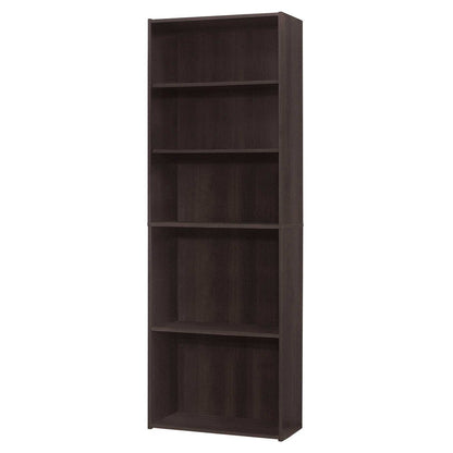 71" Cappuccino Wood Adjustable Bookcase HomeRoots