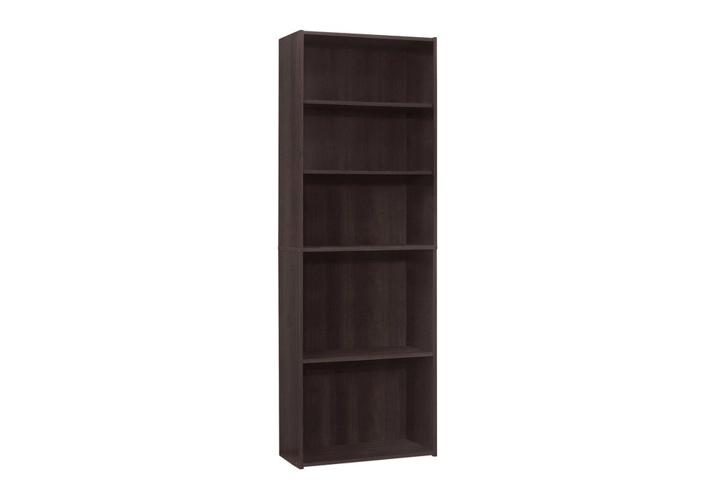 71" Cappuccino Wood Adjustable Bookcase HomeRoots
