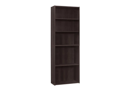 71" Cappuccino Wood Adjustable Bookcase HomeRoots